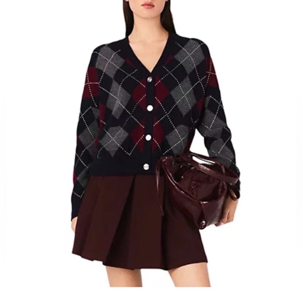 Maje argyle wool cardigan